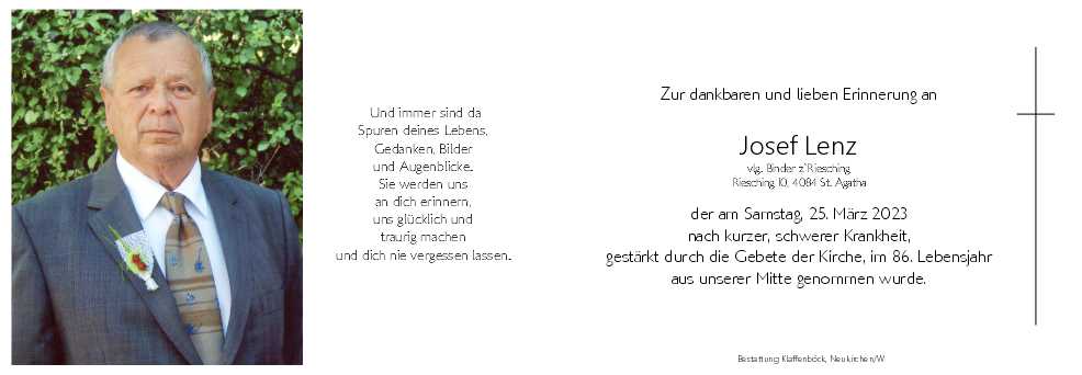 Josef  Lenz, vlg. Binder z`Riesching