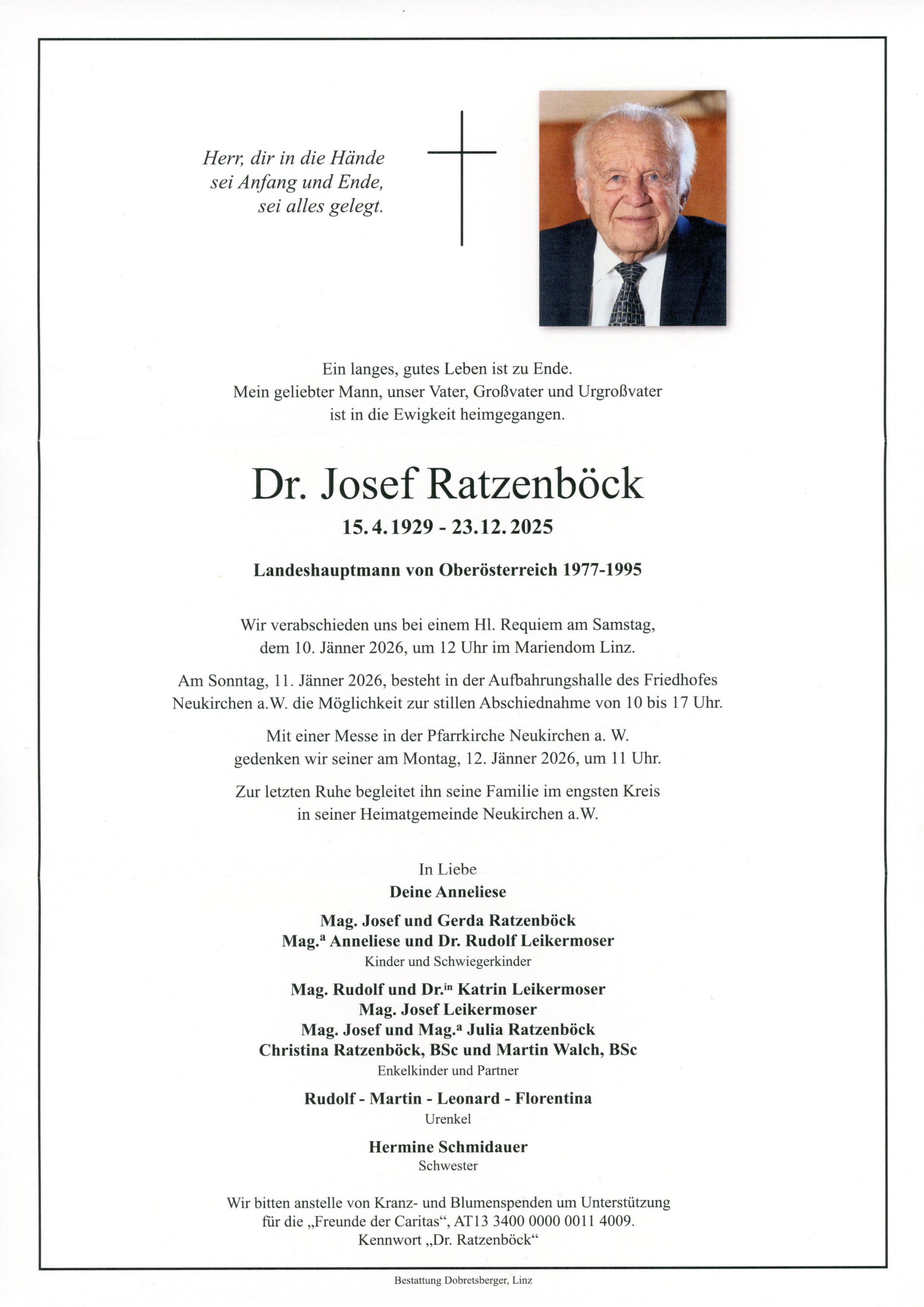 Dr. Josef  Ratzenböck Landeshauptmann a. D.